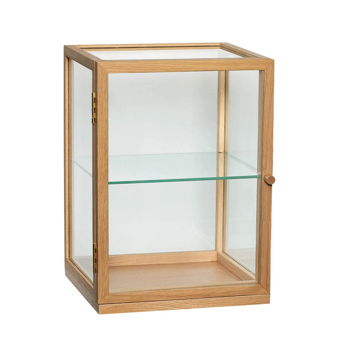 OAK Display Cabinet — glass showcase with wooden frame, light oak
