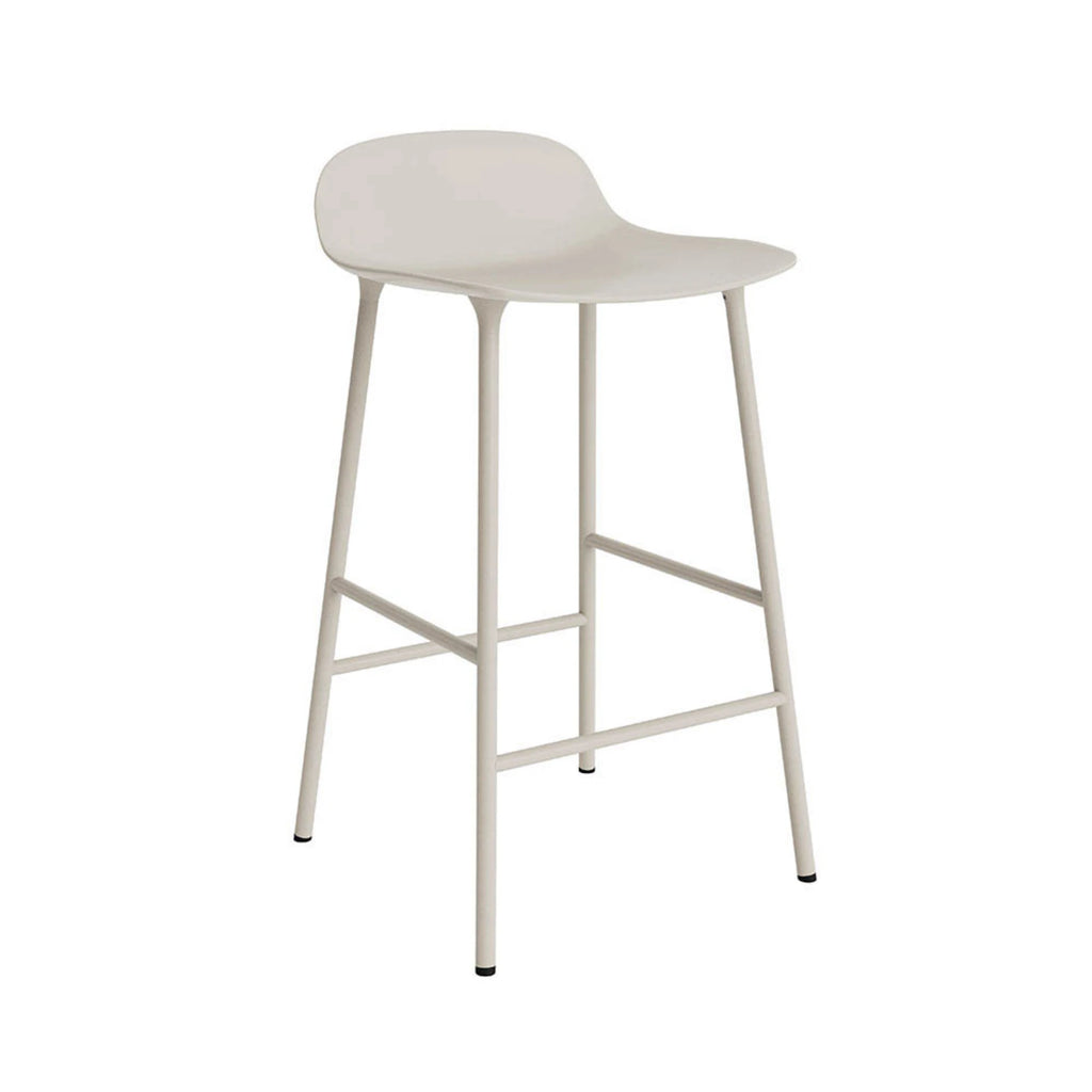 SHELL Bar Stool — metal frame, light beige / greige