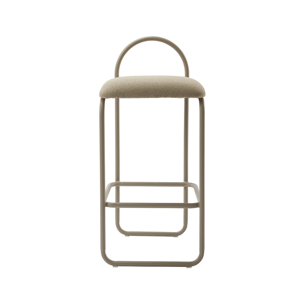 ARCH Bar Stool — upholstered, boucle beige / mocha