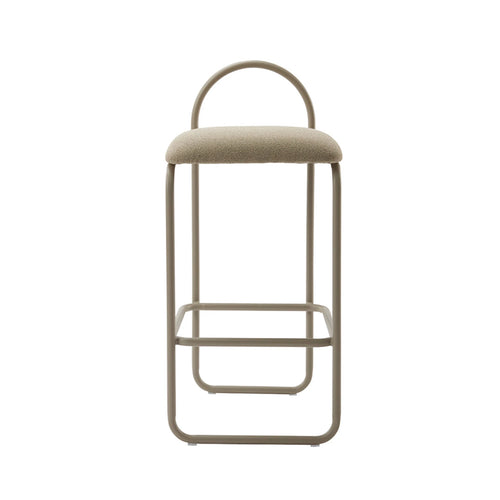 ARCH Bar Stool — upholstered, boucle beige / mocha
