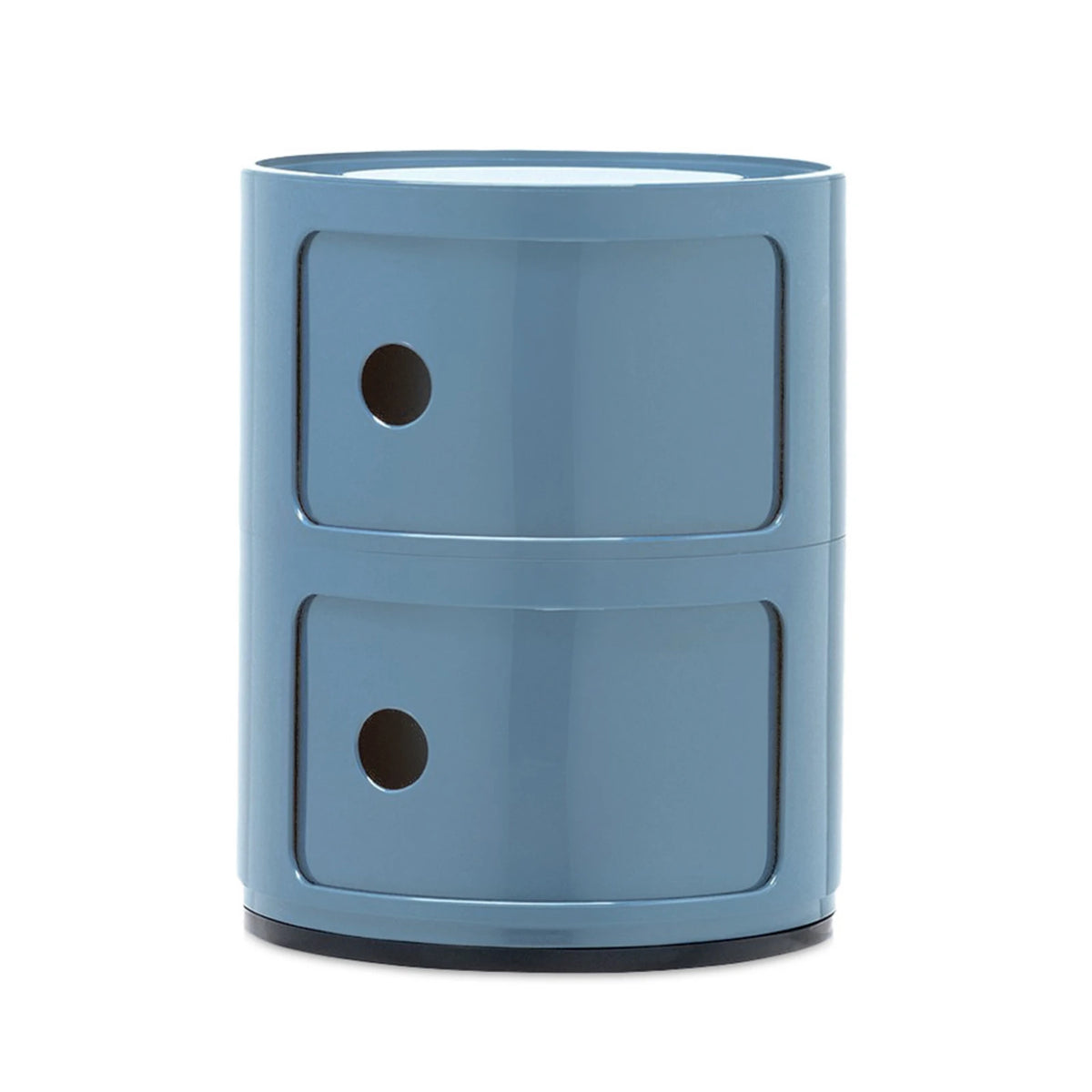 CYLINDER Modular Storage Unit — round, 2 drawers, dusty blue