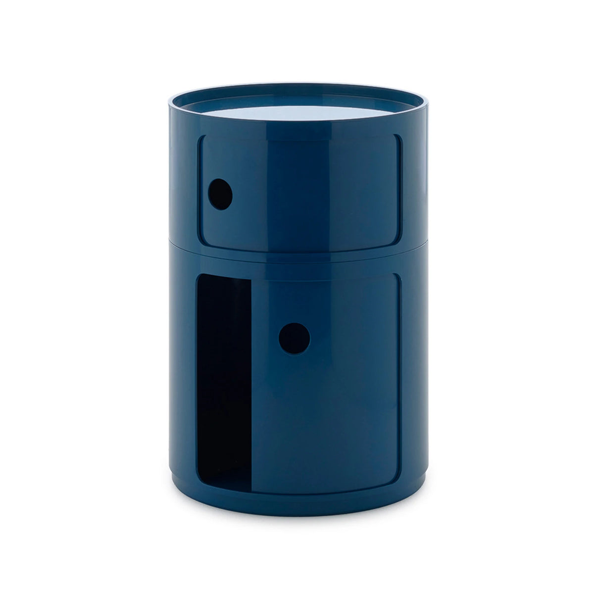 CYLINDER Modular Storage Unit — round, 2 drawers, petrol / teal blue