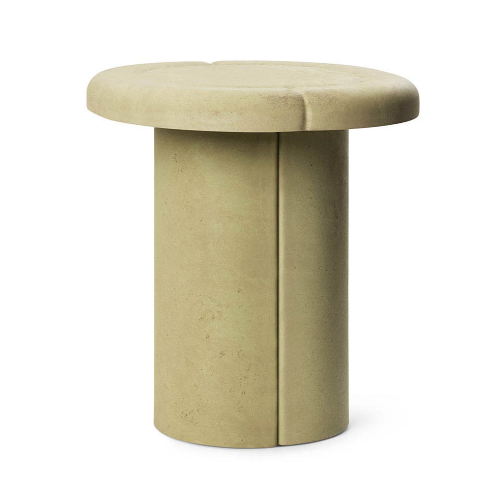 MONOLITH Side Table — concrete look, round, olive / sage