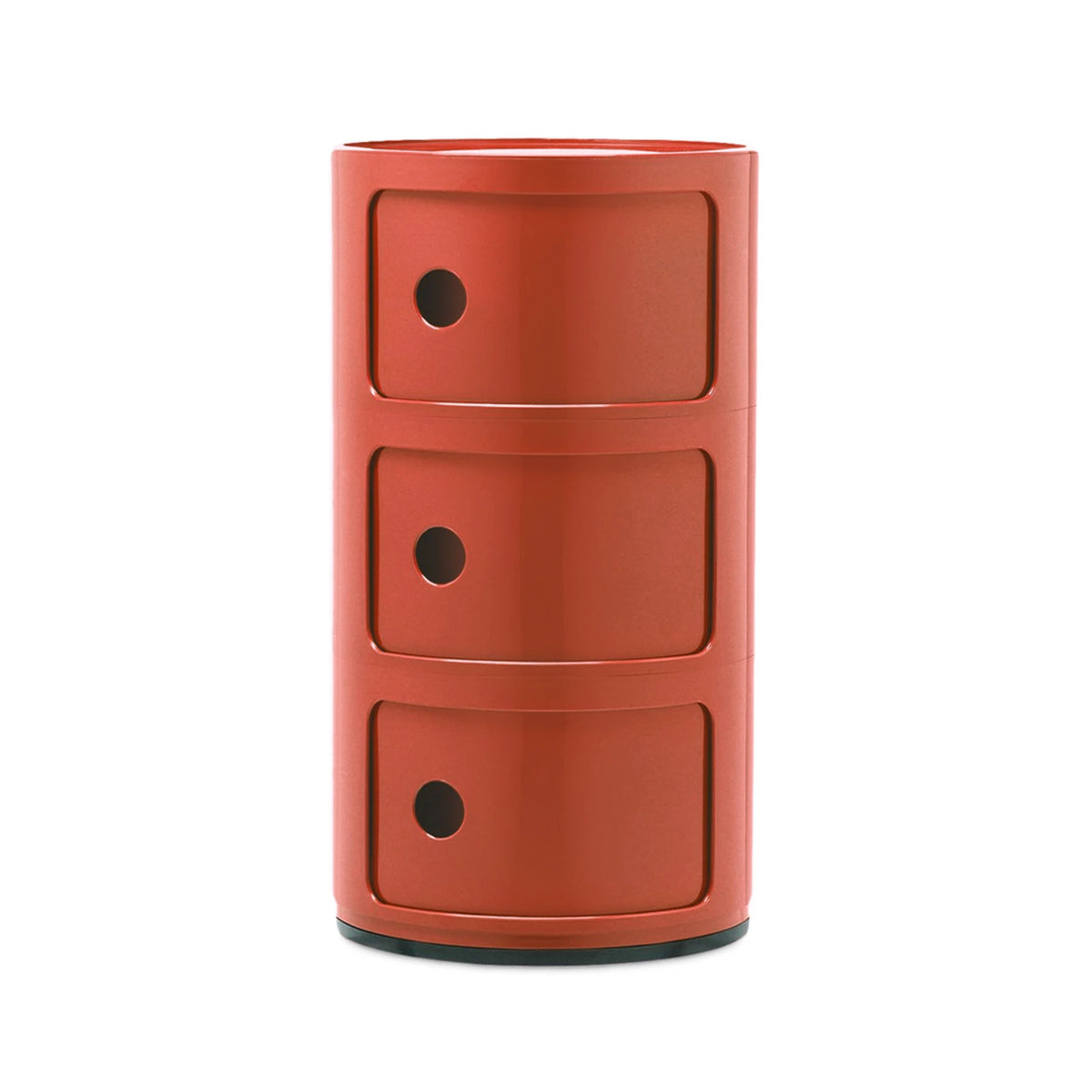CYLINDER Modular Storage Unit — round, 3 drawers, terracotta / coral