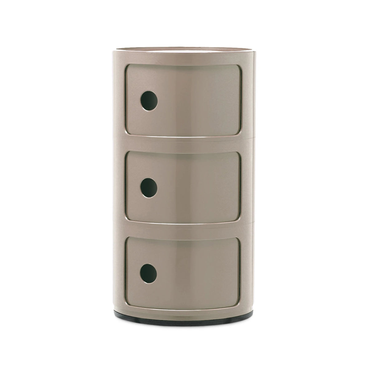 CYLINDER Modular Storage Unit — round, 3 drawers, beige / taupe
