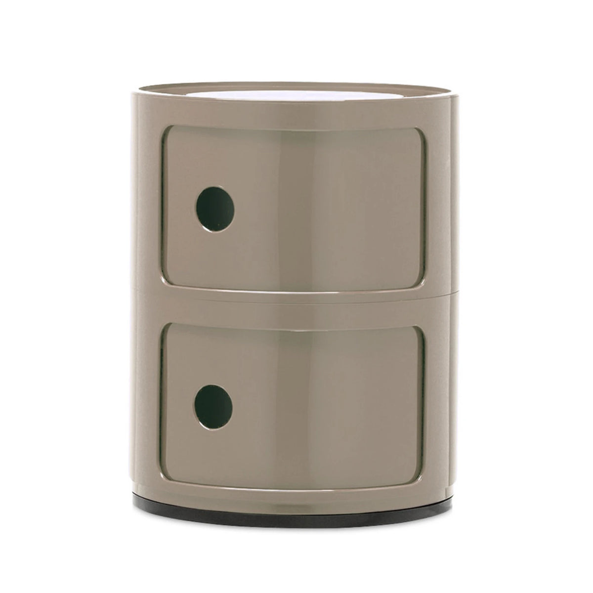 CYLINDER Modular Storage Unit — round, 2 drawers, greige / taupe