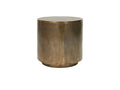 TOTEM Side Table — metal, cylindrical, brass / patina