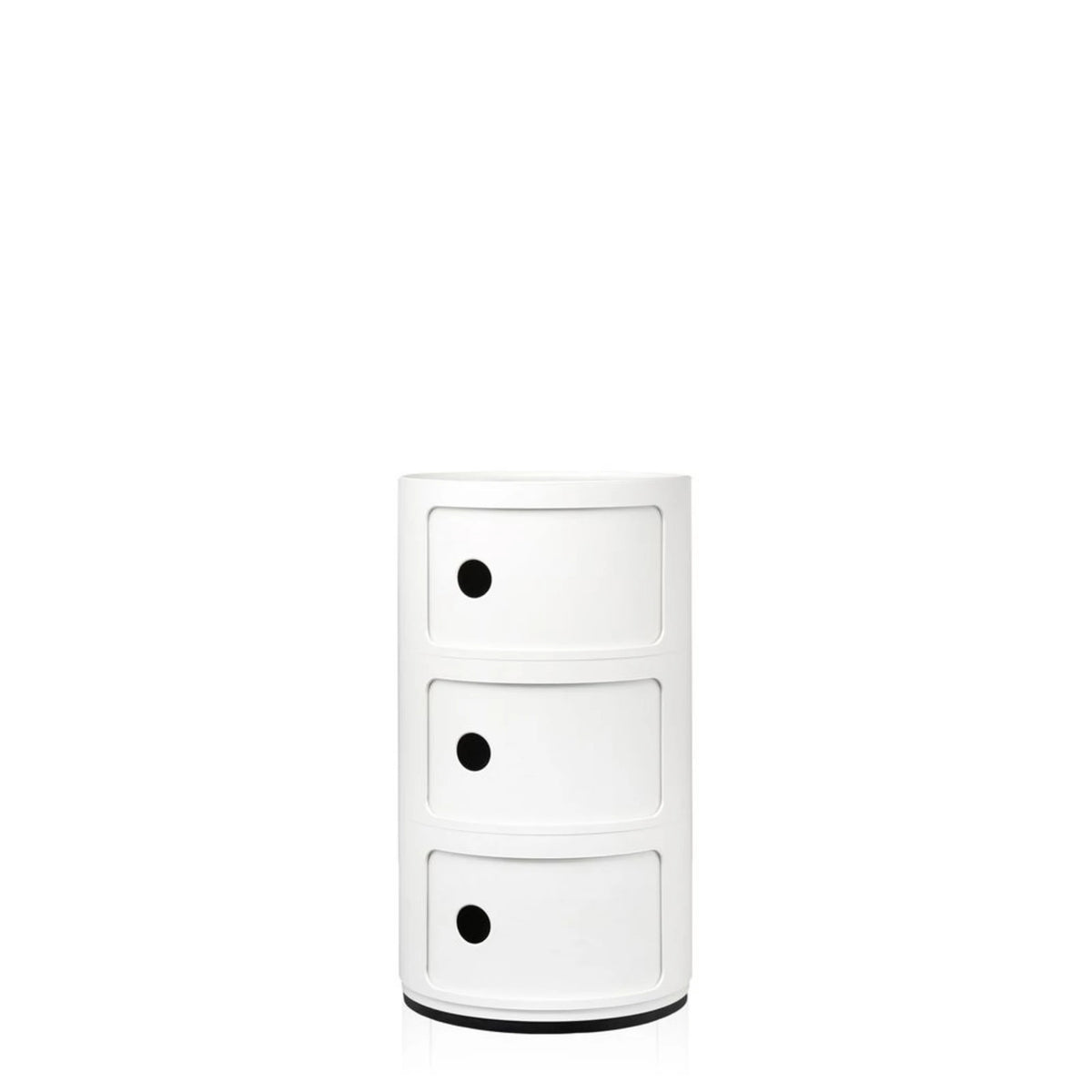 CYLINDER Modular Storage Unit — round, 3 drawers, white