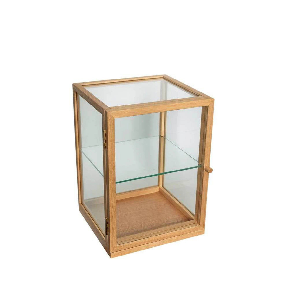 OAK Display Cabinet — glass showcase with wooden frame, light oak