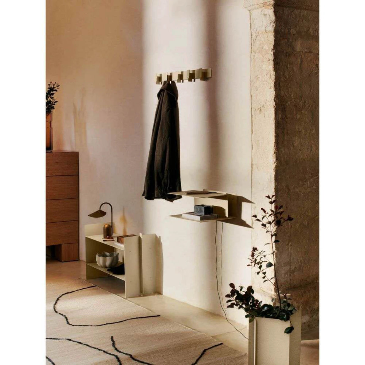 ZIGZAG Wall Shelf — metal, two-tier, beige / sand