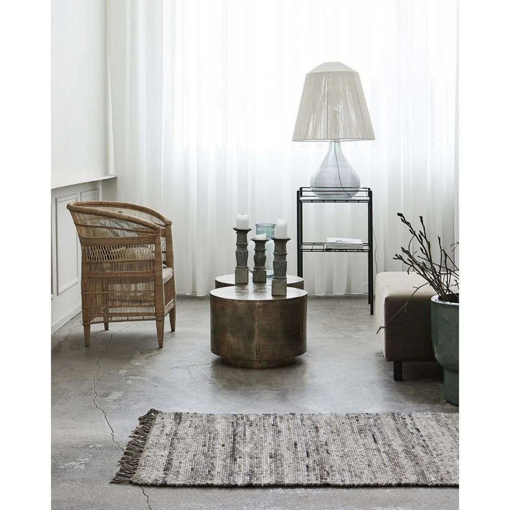 DRUM Side Table — metal, cylindrical, brass / patina