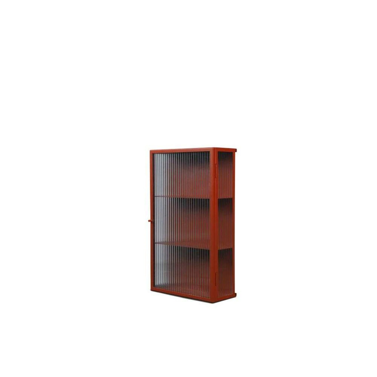 REEDED Wall Cabinet — with fluted glass, terracotta red