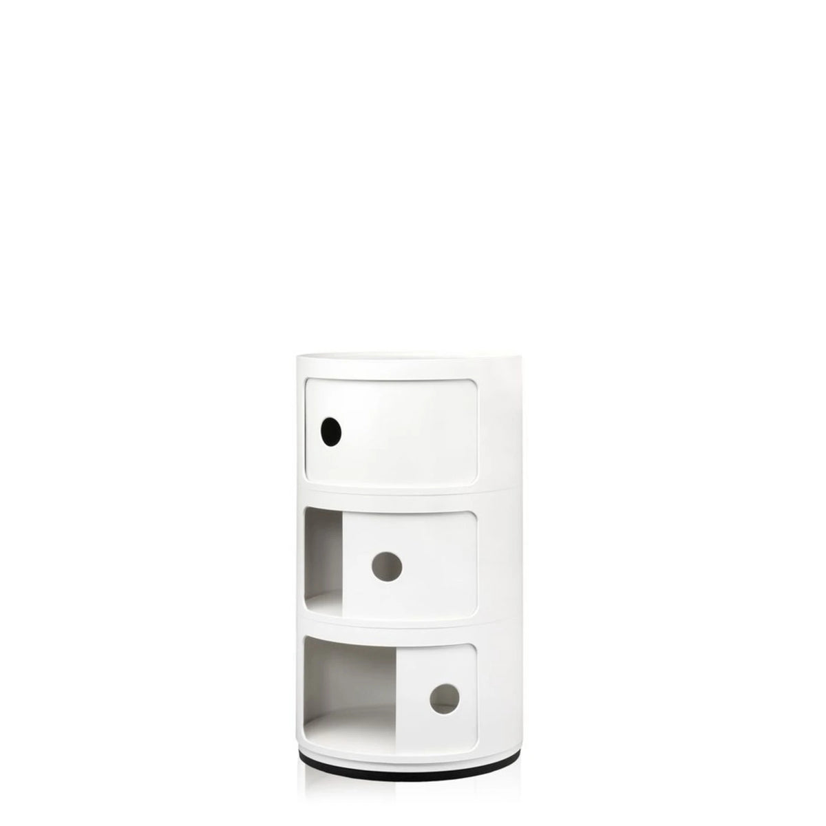 CYLINDER Modular Storage Unit — round, 3 drawers, white