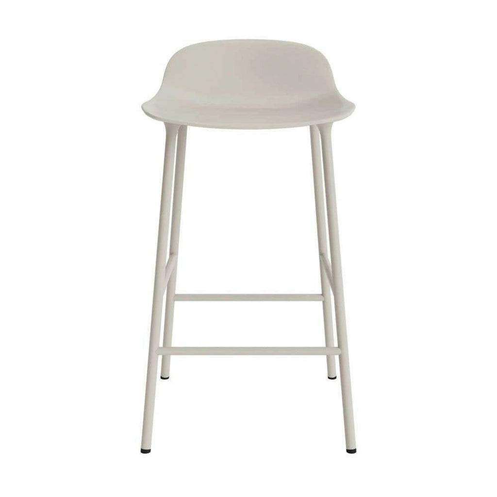 SHELL Bar Stool — metal frame, light beige / greige