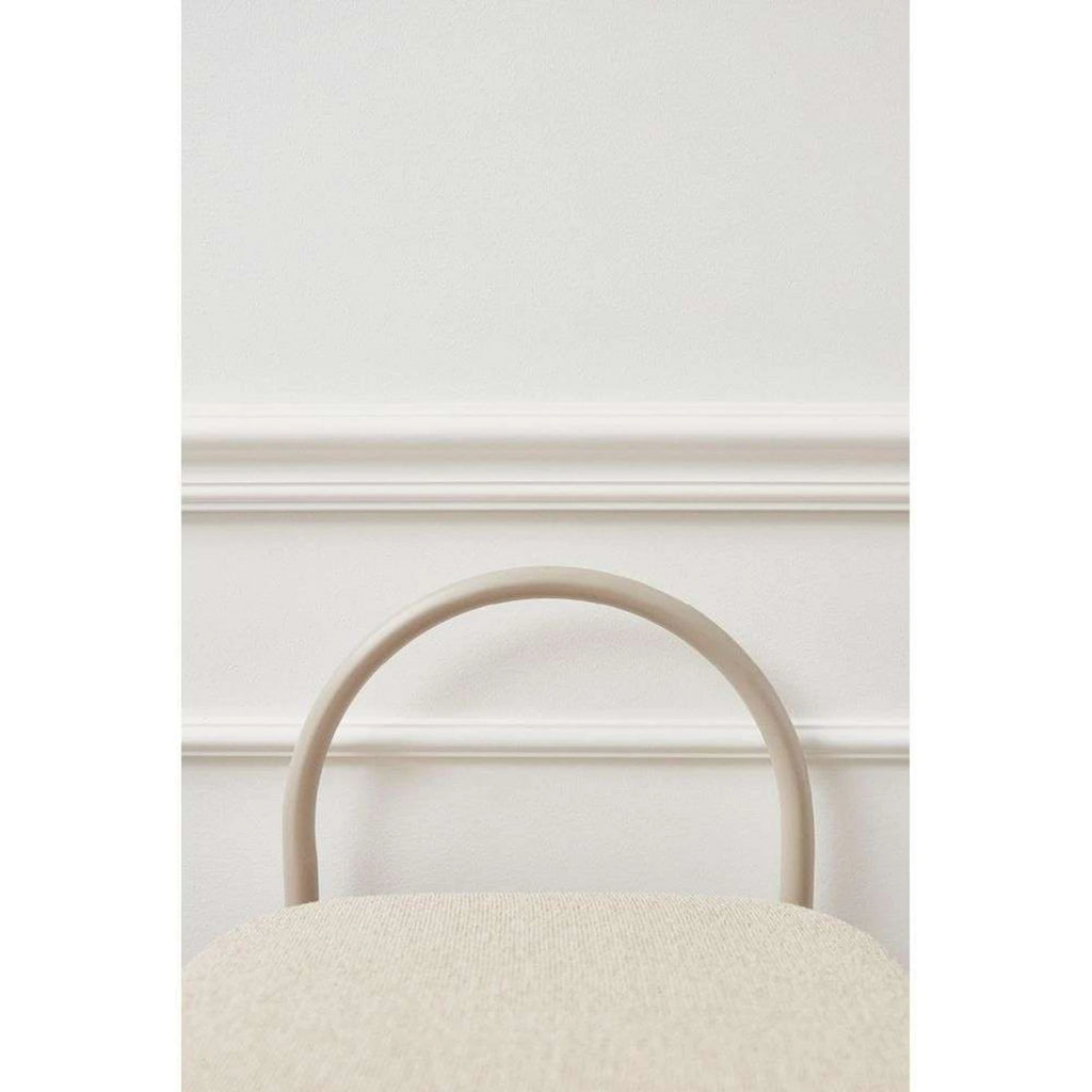 ARCH Bar Stool — upholstered, boucle beige / mocha