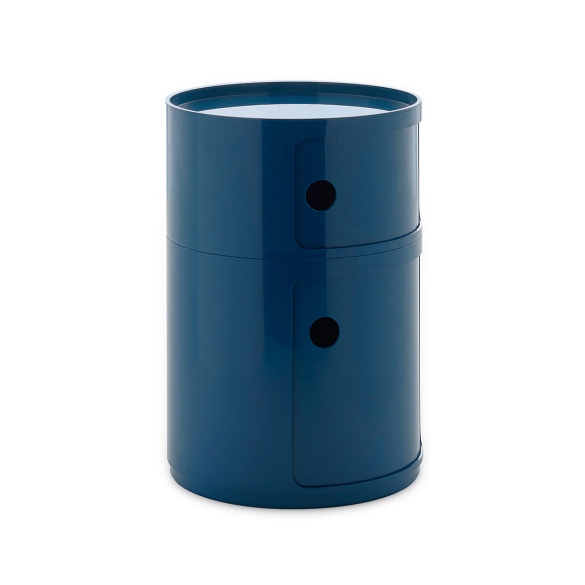 CYLINDER Modular Storage Unit — round, 2 drawers, petrol / teal blue