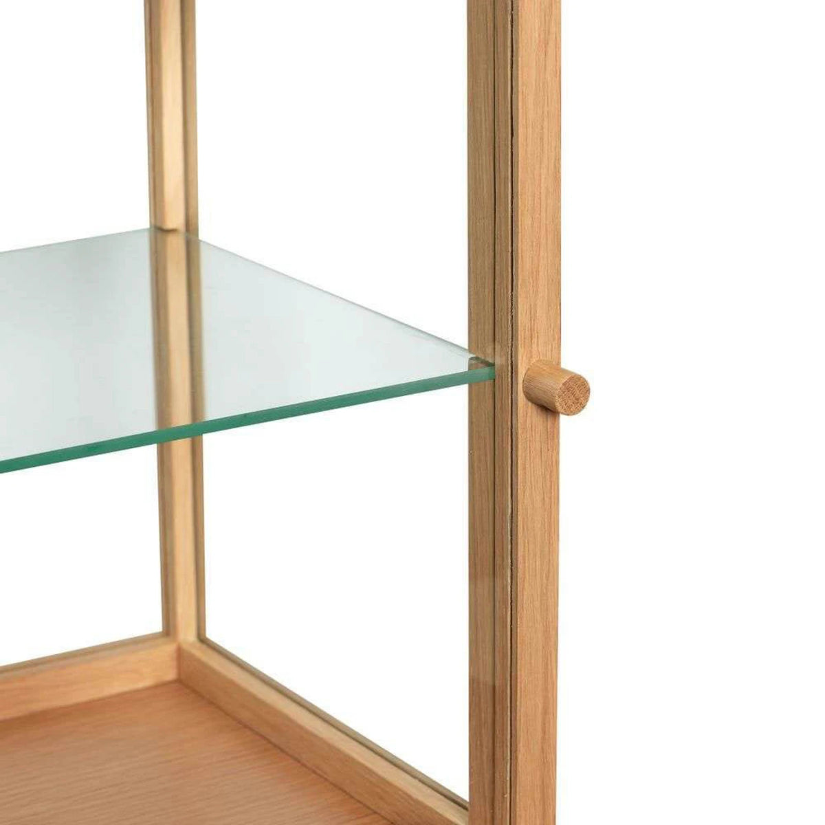 OAK Display Cabinet — glass showcase with wooden frame, light oak