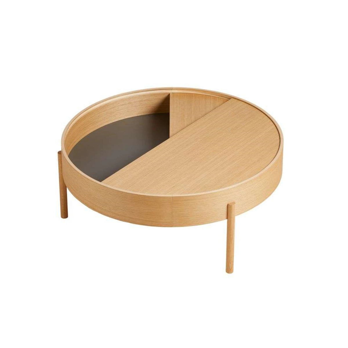 ROUND Coffee Table — oak, round with storage