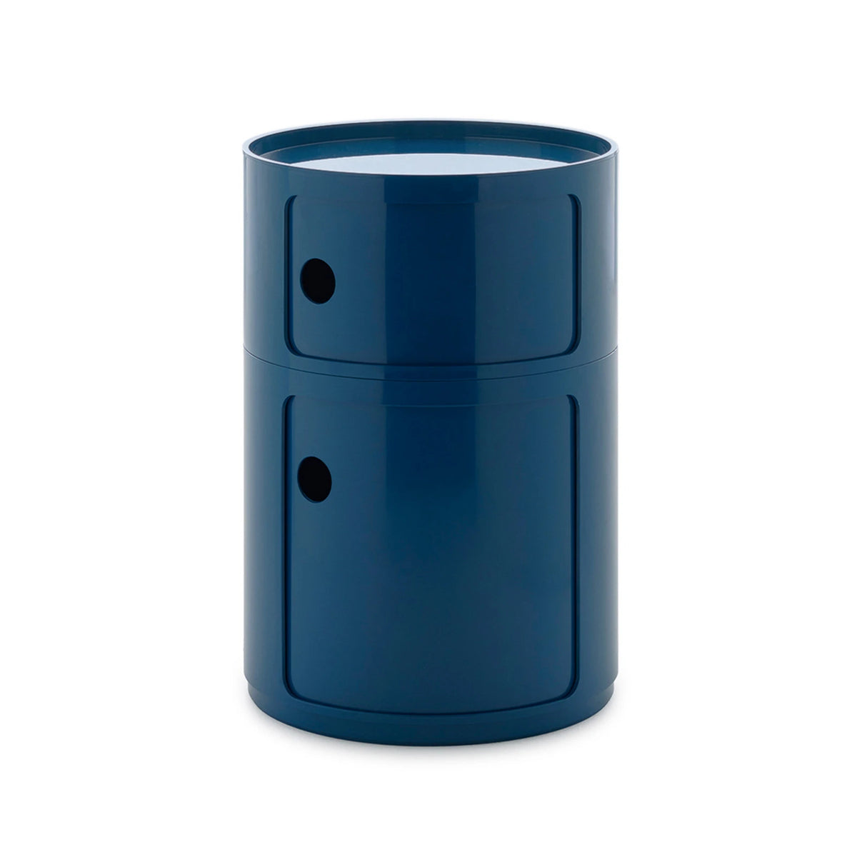 CYLINDER Modular Storage Unit — round, 2 drawers, petrol / teal blue