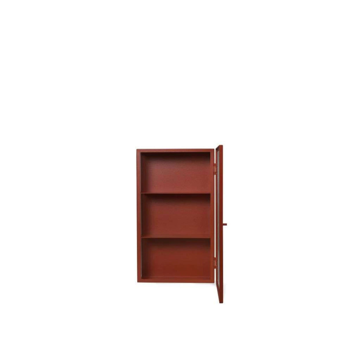 REEDED Wall Cabinet — with fluted glass, terracotta red