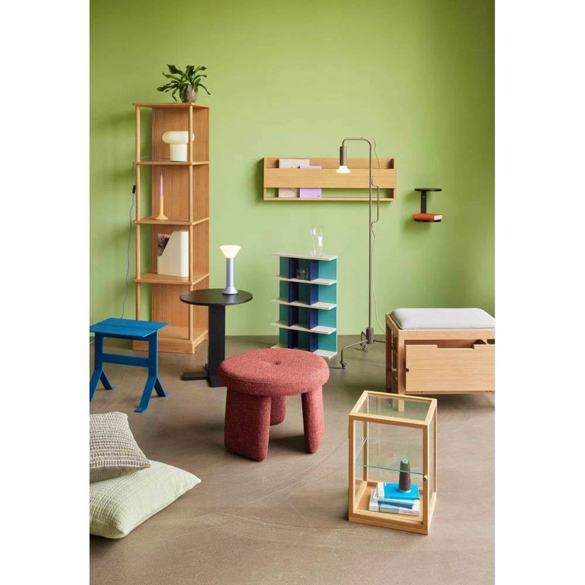 OAK Display Cabinet — glass showcase with wooden frame, light oak