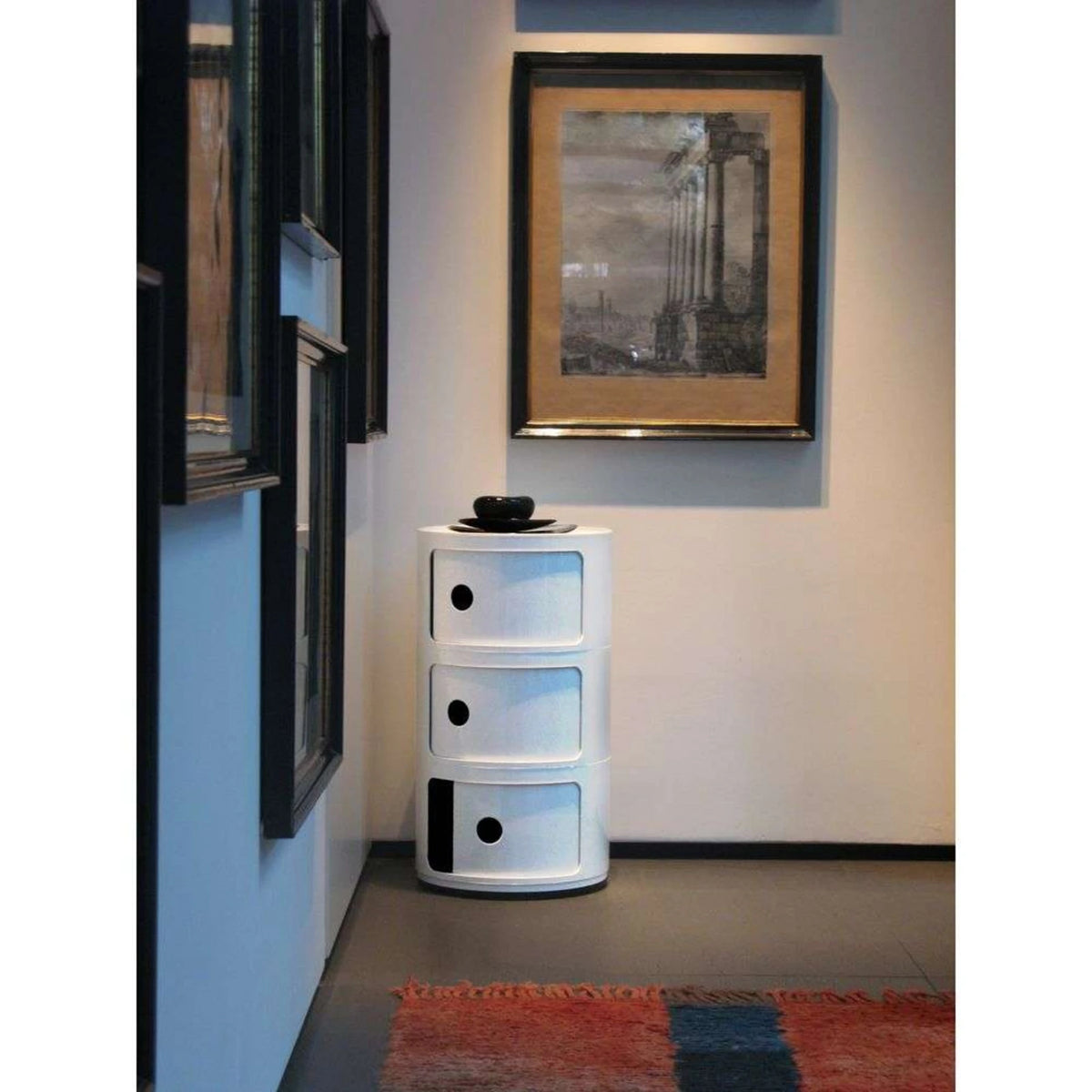 CYLINDER Modular Storage Unit — round, 3 drawers, white