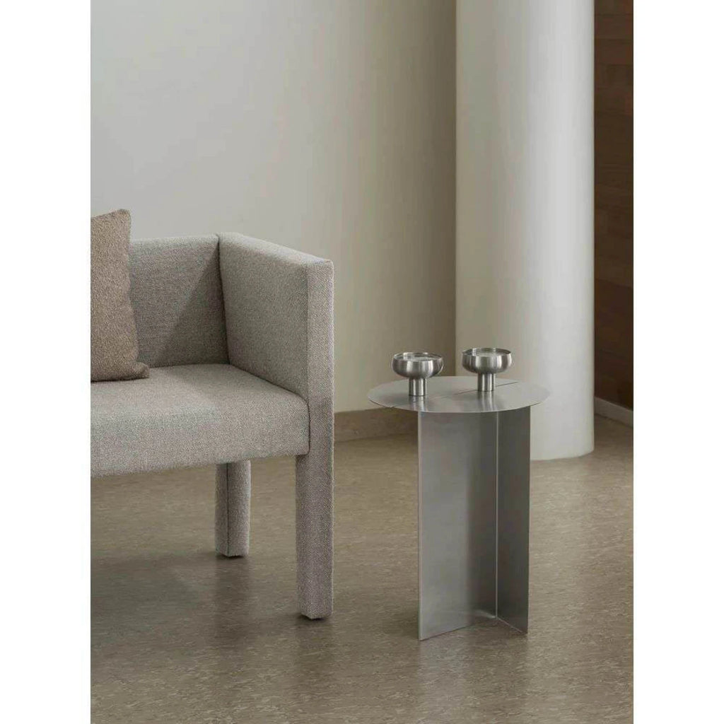 CHROME Side Table — metal, round, polished steel / silver