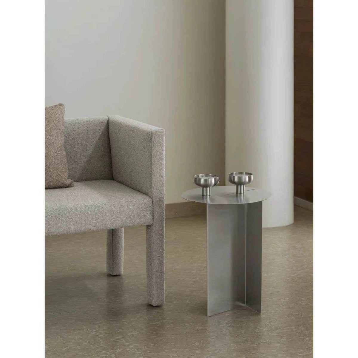 CHROME Side Table — metal, round, polished steel / silver