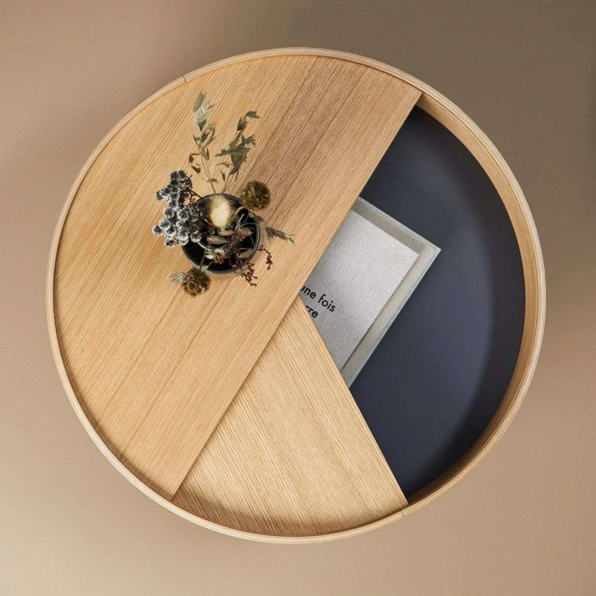 ROUND Coffee Table — oak, round with storage