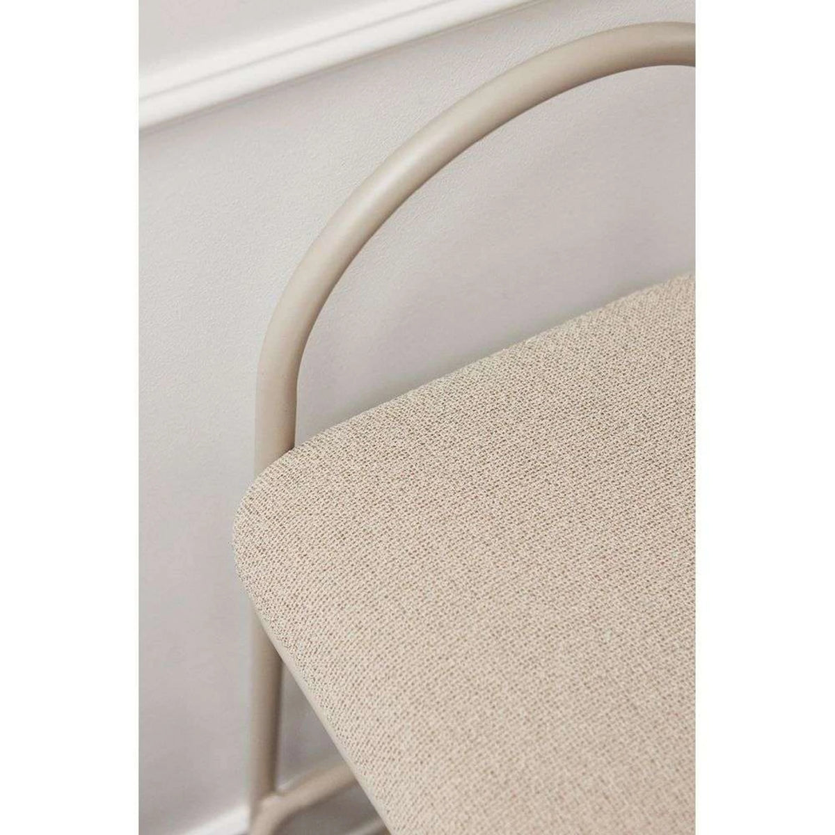 ARCH Bar Stool — upholstered, boucle beige / mocha