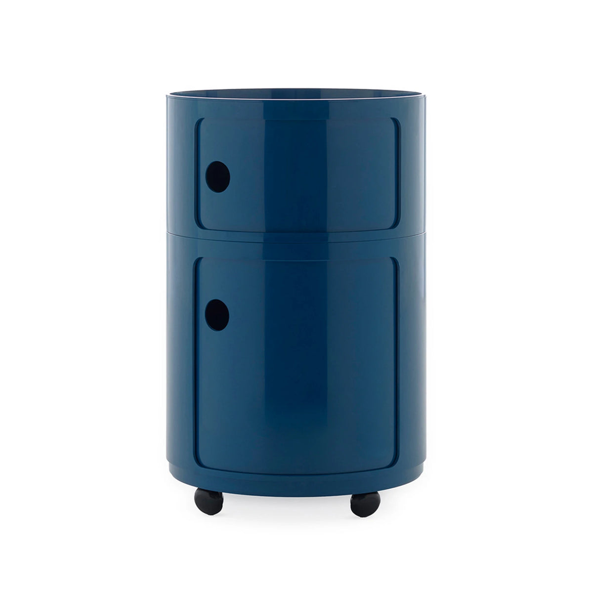 CYLINDER Modular Storage Unit — round, 2 drawers, petrol / teal blue